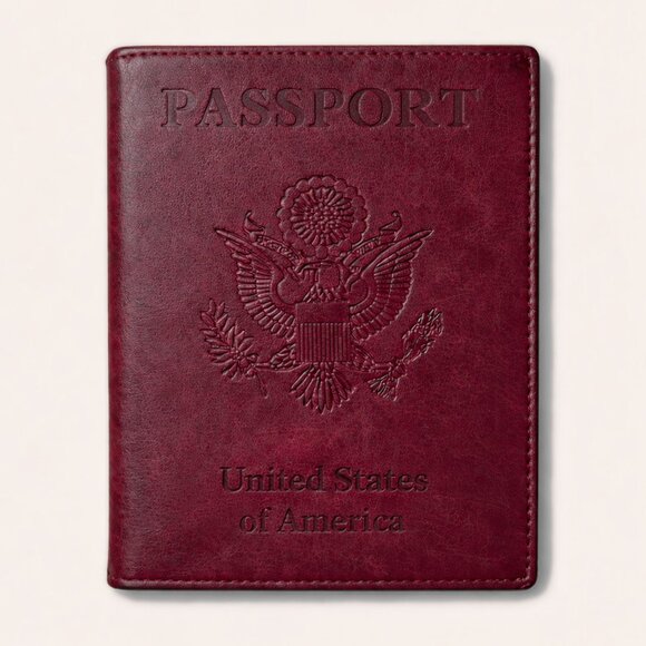 Passport & Vaccine Card Holder – Burgundy Embossed Travel Case NWOT ✈️ - Picture 5 of 5